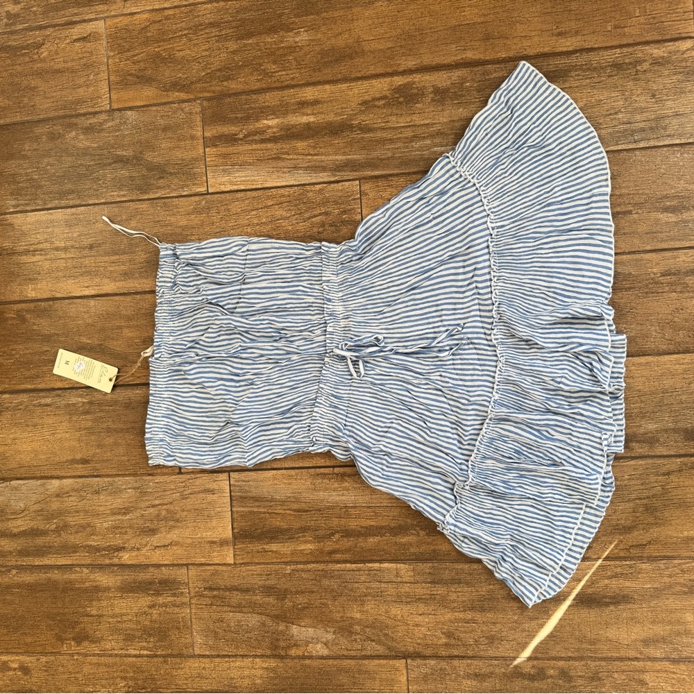 Elan Blue and White Strapless Dress